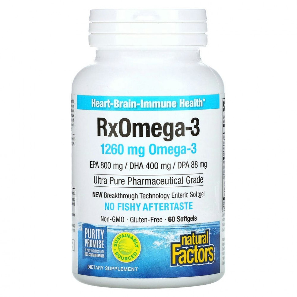  Natural Factors, RxOmega-3, 630 , 60  Enteripure    -     , -, 