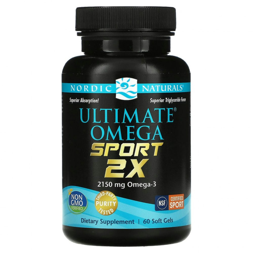  Nordic Naturals, Ultimate Omega Sport 2x, 2,150 mg, 60 Soft Gels    -     , -, 