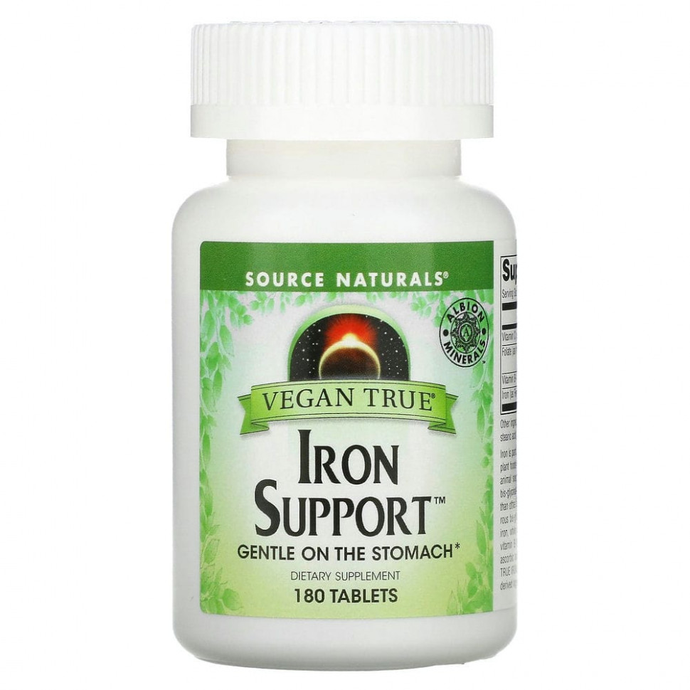  Source Naturals, Vegan True, Iron Support (    ,   ), 180     -     , -, 