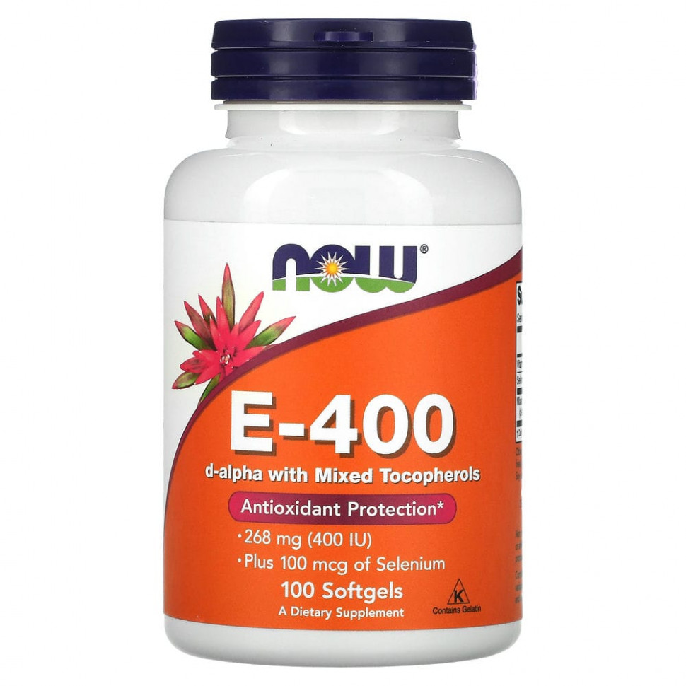������ ������ NOW Foods, E-400 D-����� �� ���������� ������������, 268 �� (400 ��), 100 ������ ��������  IHerb (������) ����