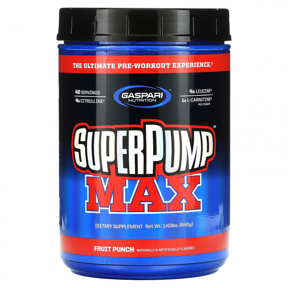  Gaspari Nutrition, SuperPump Max, Fruit Punch Blast, 1.41 lbs (640 g)    -     , -, 