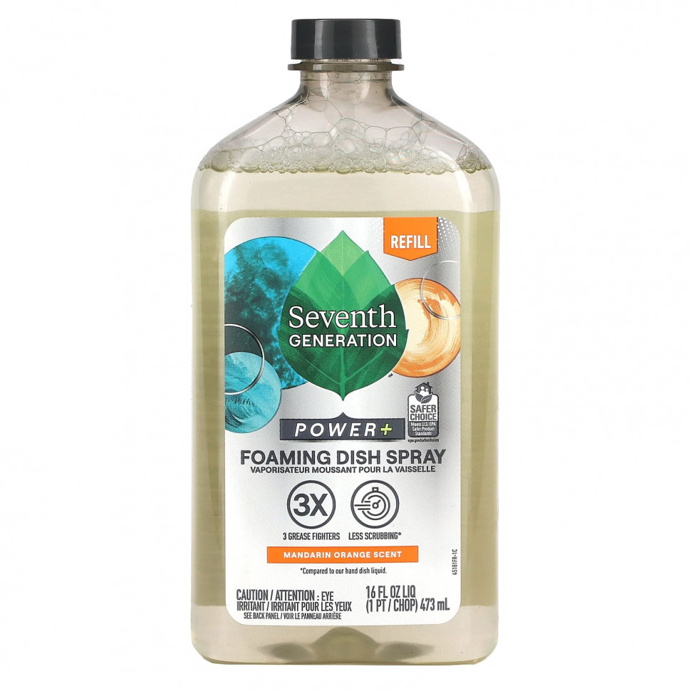  Seventh Generation, Power + Foaming Dish Spray, Refill, , 473  (16 . )    -     , -, 