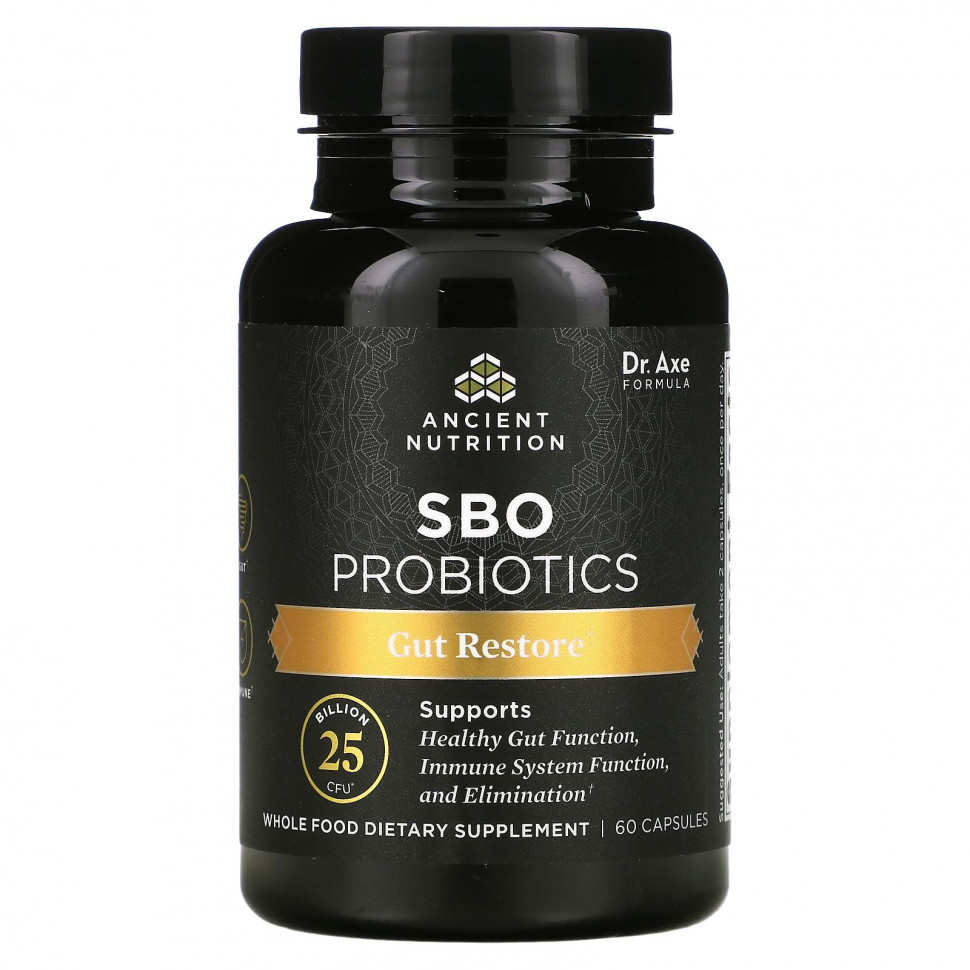 ������ ������ Dr. Axe / Ancient Nutrition, SBO Probiotics, �������� ��� �������������� ���������, 25 ���� ���, 60 ������  IHerb (������) ����