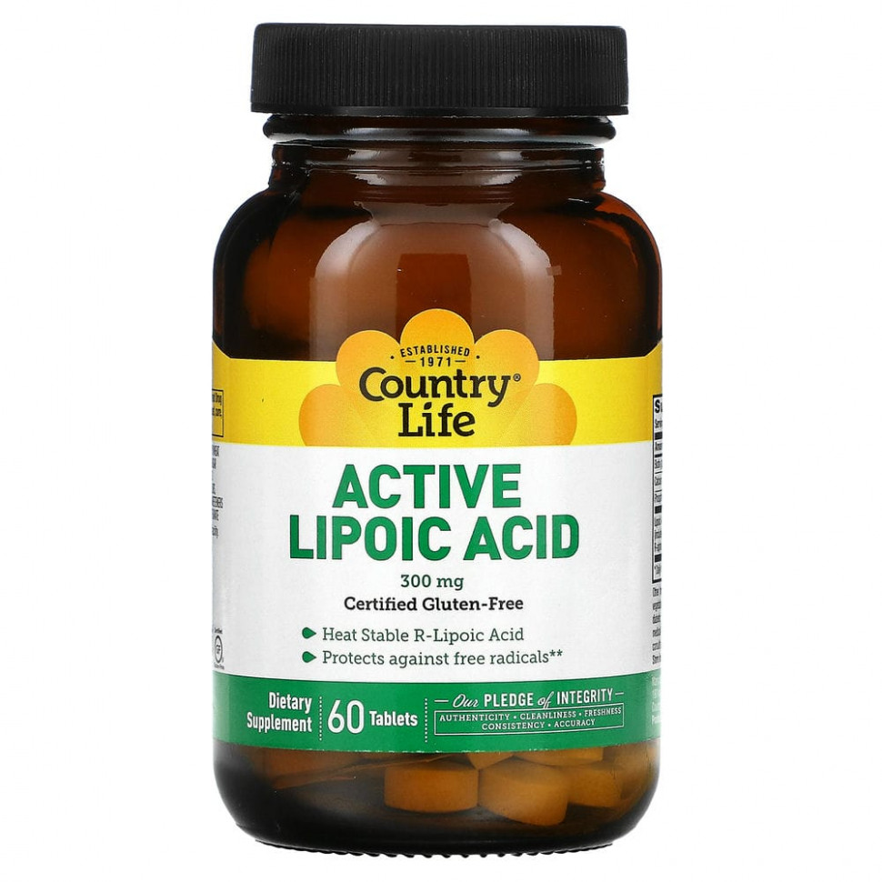  Country Life, Active Lipoic Acid, Time Release, 300 mg, 60 Tablets    -     , -, 