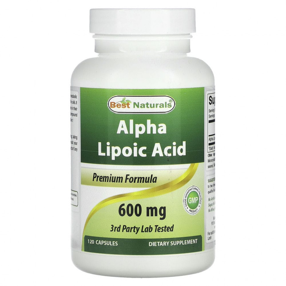  Best Naturals, Alpha Lipoic Acid, 600 mg, 120 Capsules    -     , -, 