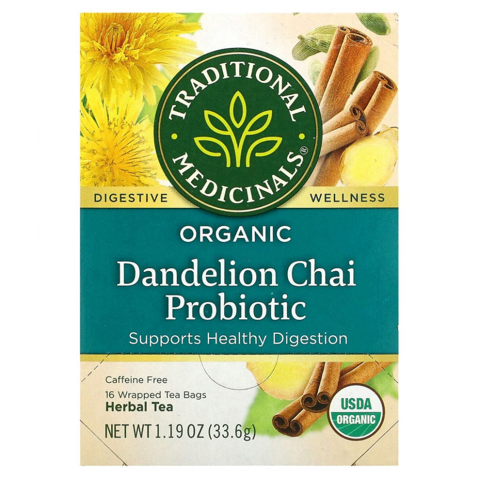  Traditional Medicinals, Organic Dandelion Chai Probiotic,   , 16  , 33,6  (1,19 )    -     , -, 
