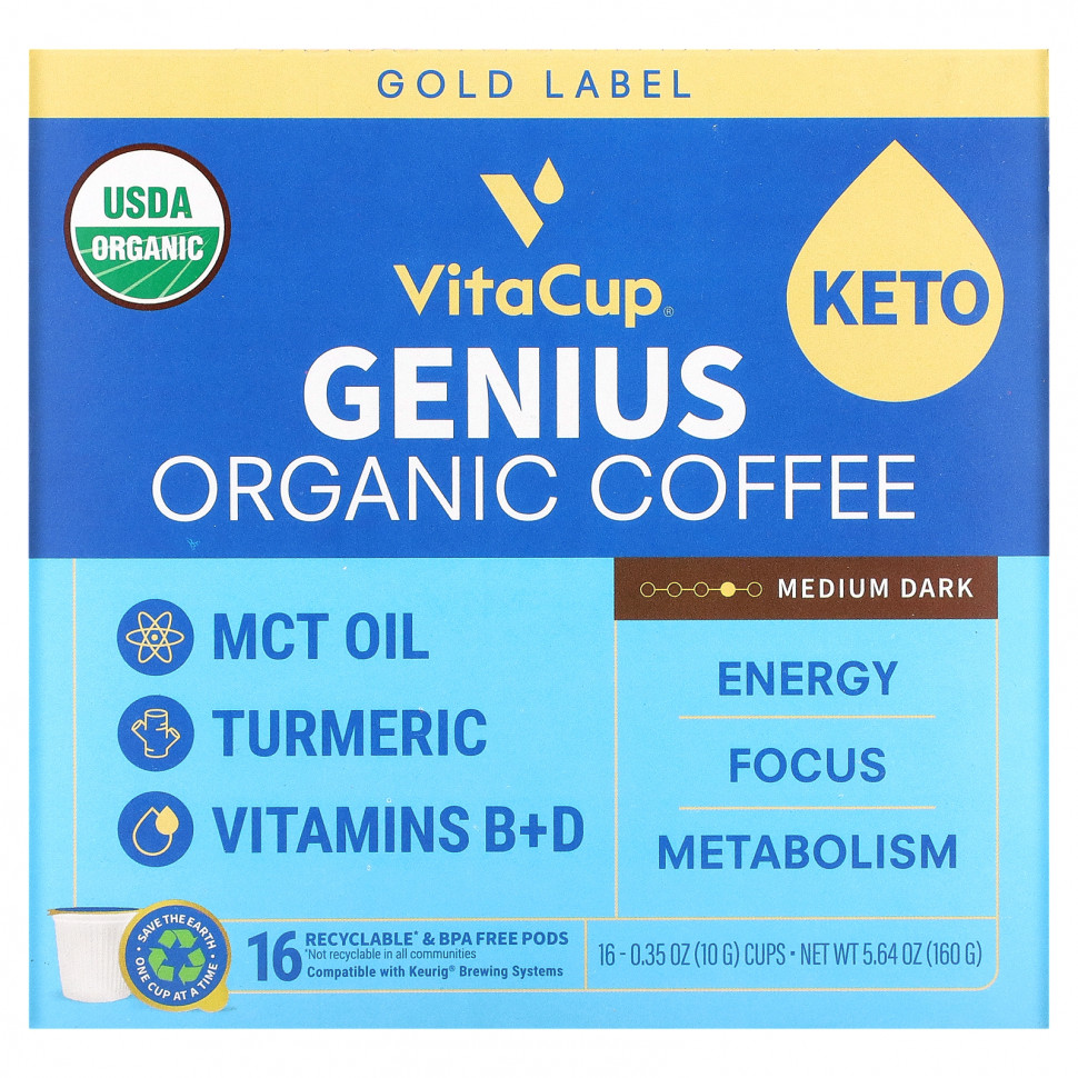  VitaCup, Organic,  Genius,  , 16   10  (0,35 )    -     , -, 