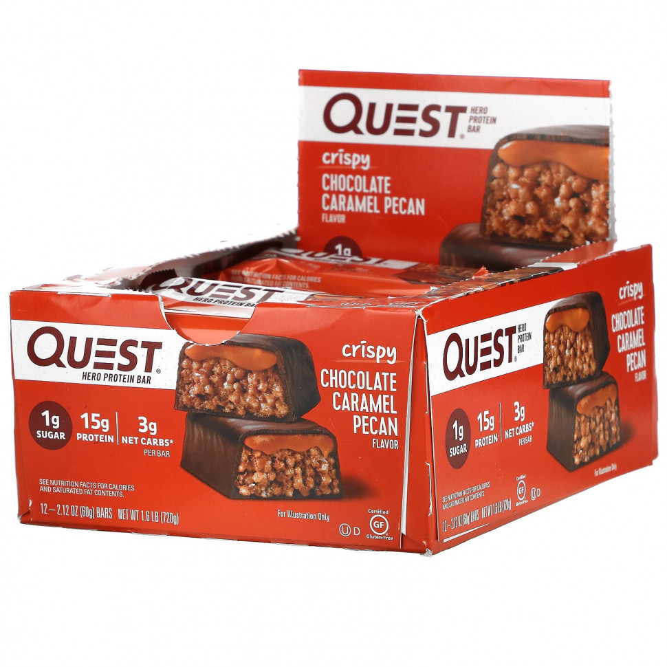 ������ ������ Quest Nutrition, Hero Protein Bar, ��������� ������� � ��������� � �������, 12 ����������, 60 � (2,12 �����)  IHerb (������) ����