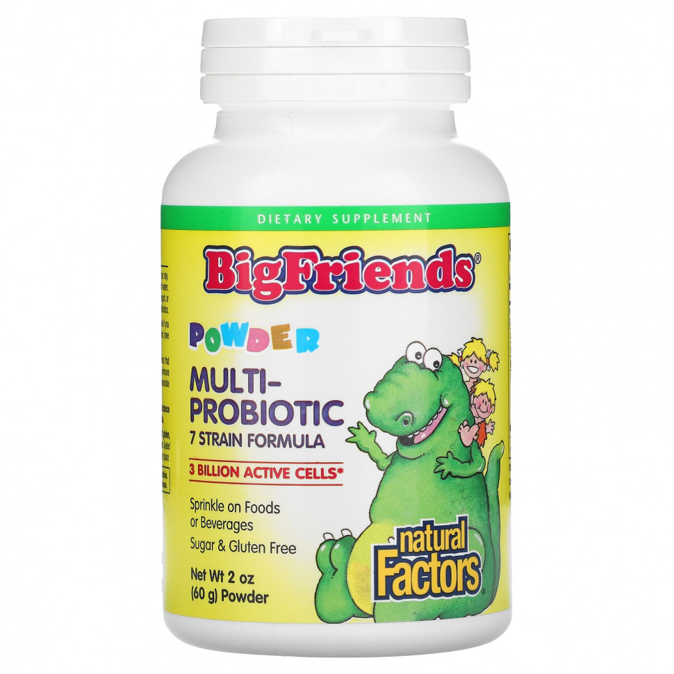  Natural Factors, BigFriends, Multi-Probiotic Powder, 3 Billion , 2 oz (60 g)    -     , -, 