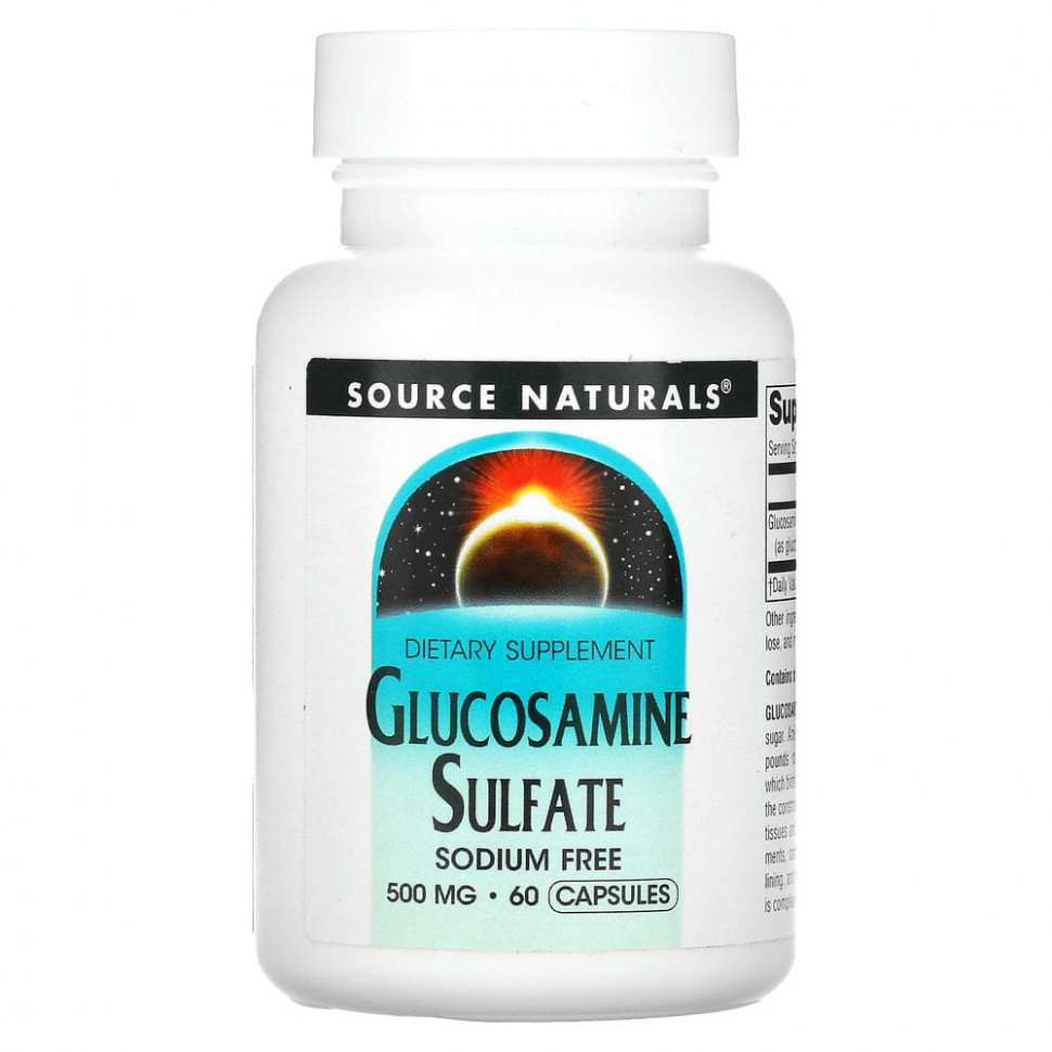 ������ ������ Source Naturals, Glucosamine Sulfate, Sodium Free, 500 mg, 60 Capsules  IHerb (������) ����