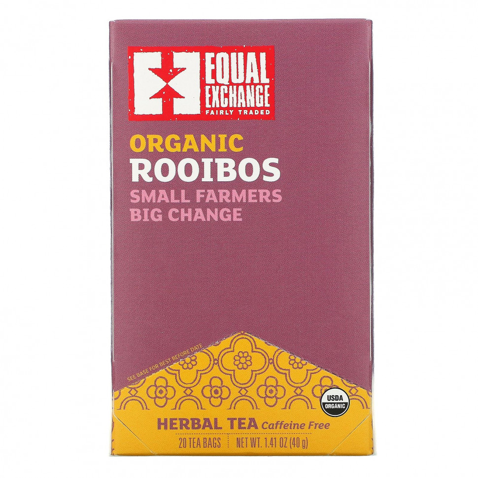  Equal Exchange, Organic Rooibos, Herbal Tea, 20 Tea Bags, 1.41 oz ( 40 g)    -     , -, 