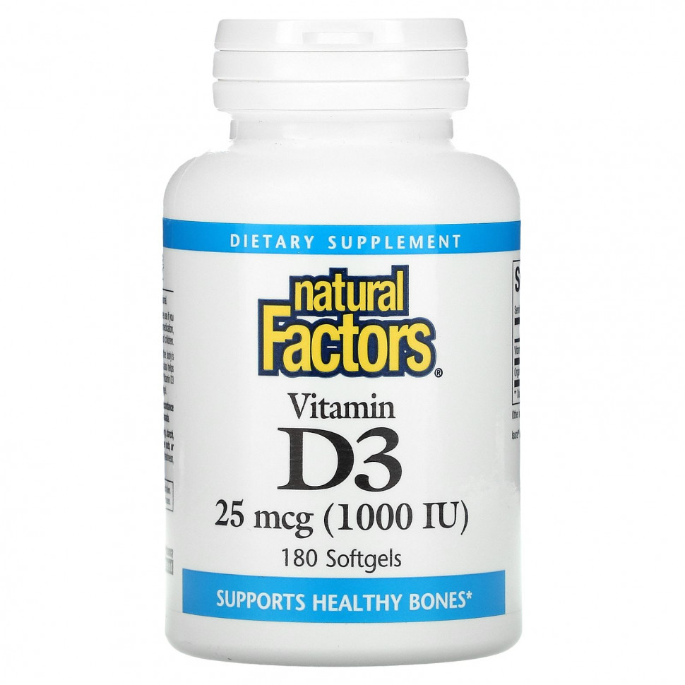  Natural Factors,  D3, 25  (1000 ), 180     -     , -, 