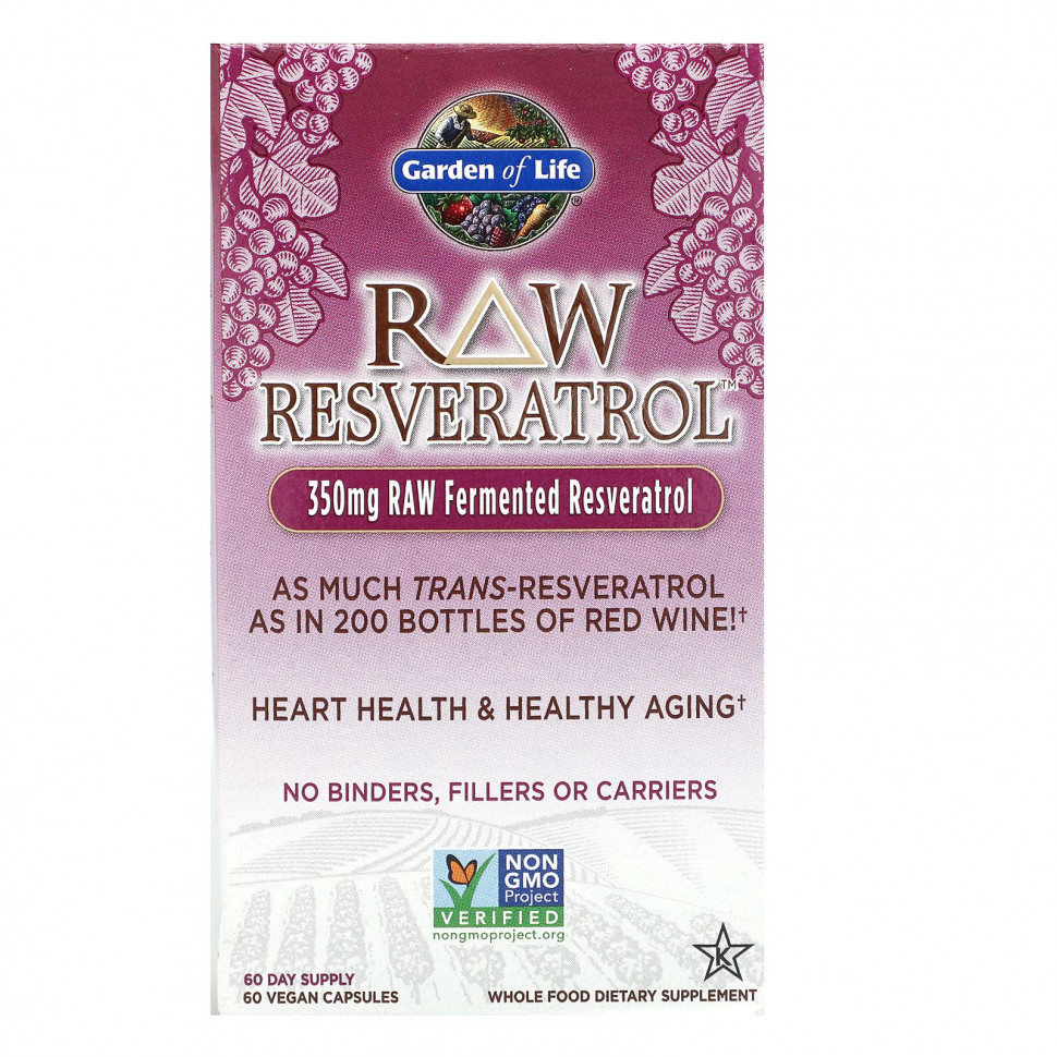  Garden of Life, RAW Resveratrol, 350 , 60      -     , -, 