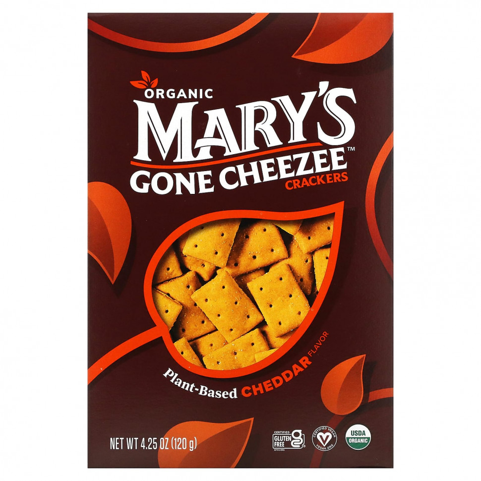  Mary's Gone Crackers, Mary's Gone Cheezee Plant-Based Crackers, Cheddar, 4.25 oz (120 g)    -     , -, 