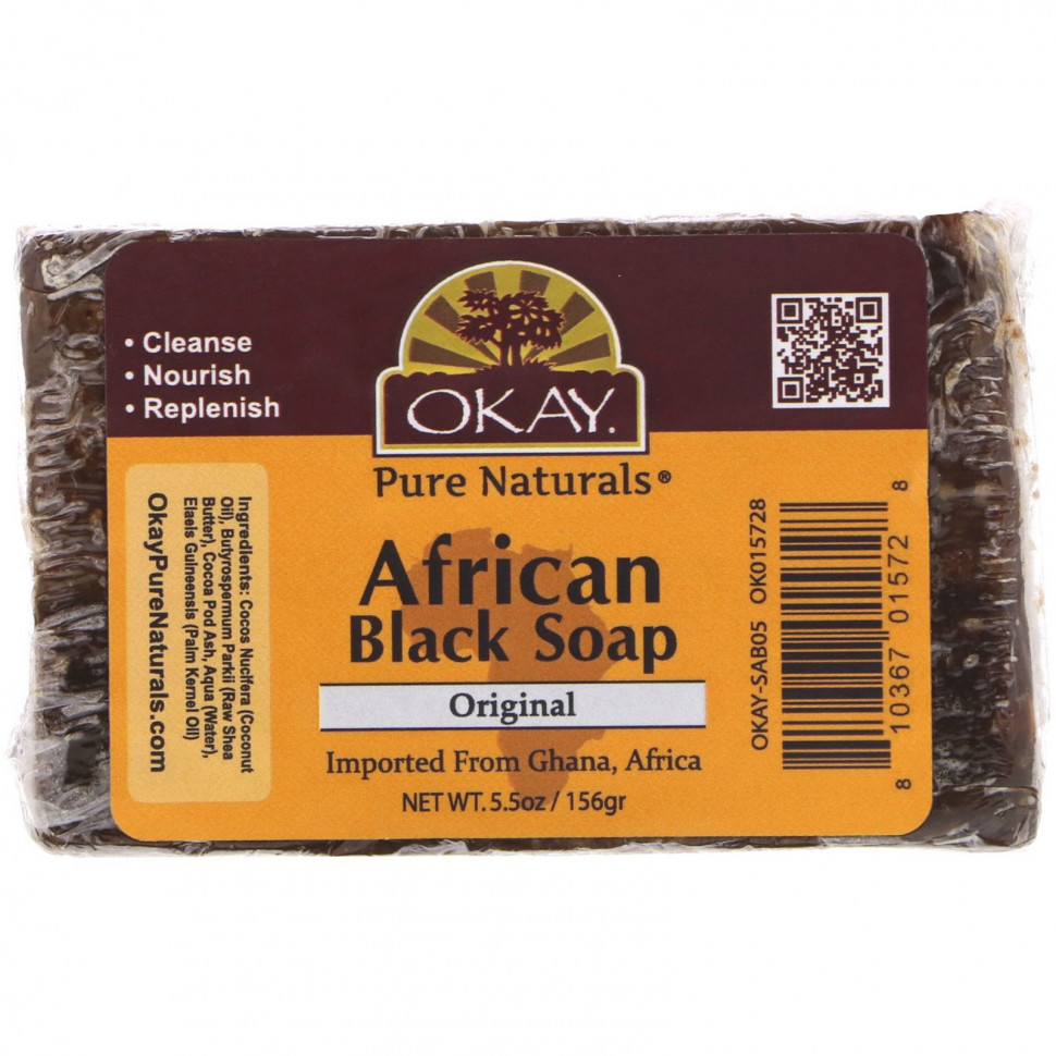  Okay Pure Naturals, African Black Soap, Original, 5.5 oz (156 g)    -     , -, 