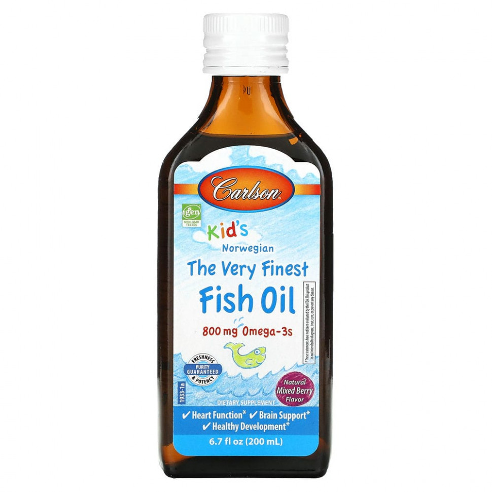 ������ ������ Carlson, Kids, The Very Finest Fish Oil, Natural Mixed Berry , 800 mg, 6.7 fl oz (200 ml)  IHerb (������) ����