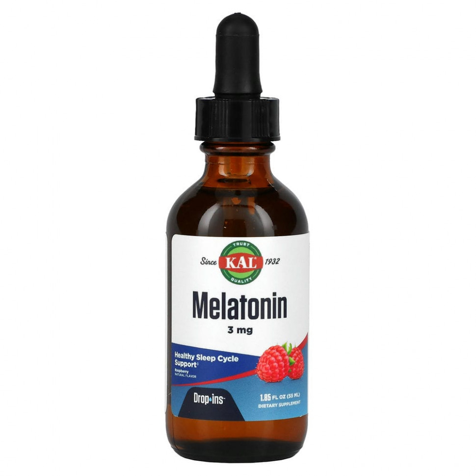  KAL, Melatonin, Natural Raspberry Flavor, 3 mg , 1.85 fl oz (55 ml)    -     , -, 