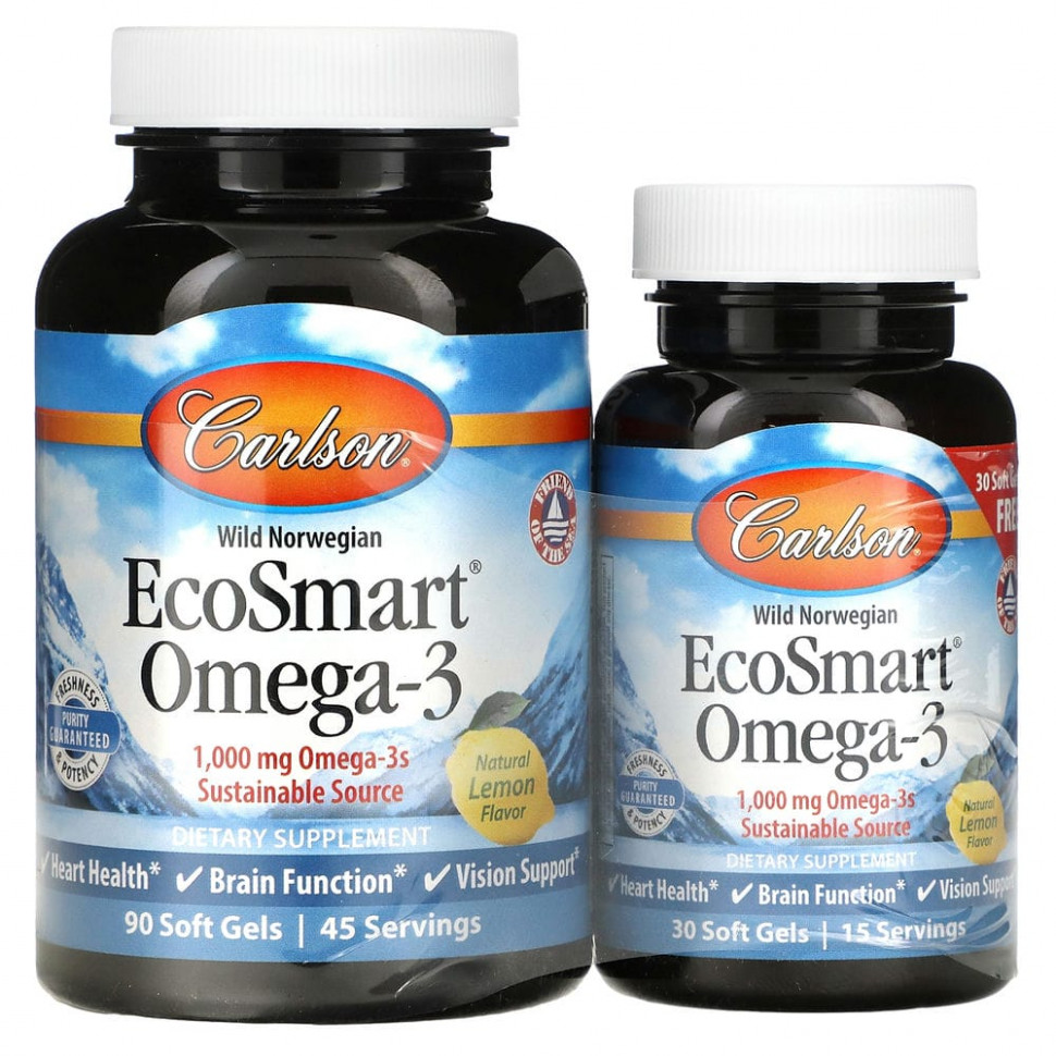  Carlson Labs, EcoSmart Omega-3,   , 1000 , 90 + 30      -     , -, 