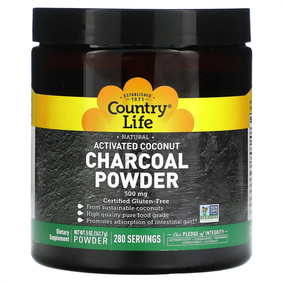 ������ ������ Country Life, Natural Activated Coconut Charcoal Powder, 500 mg, 5 oz (141.7 g)  IHerb (������) ����