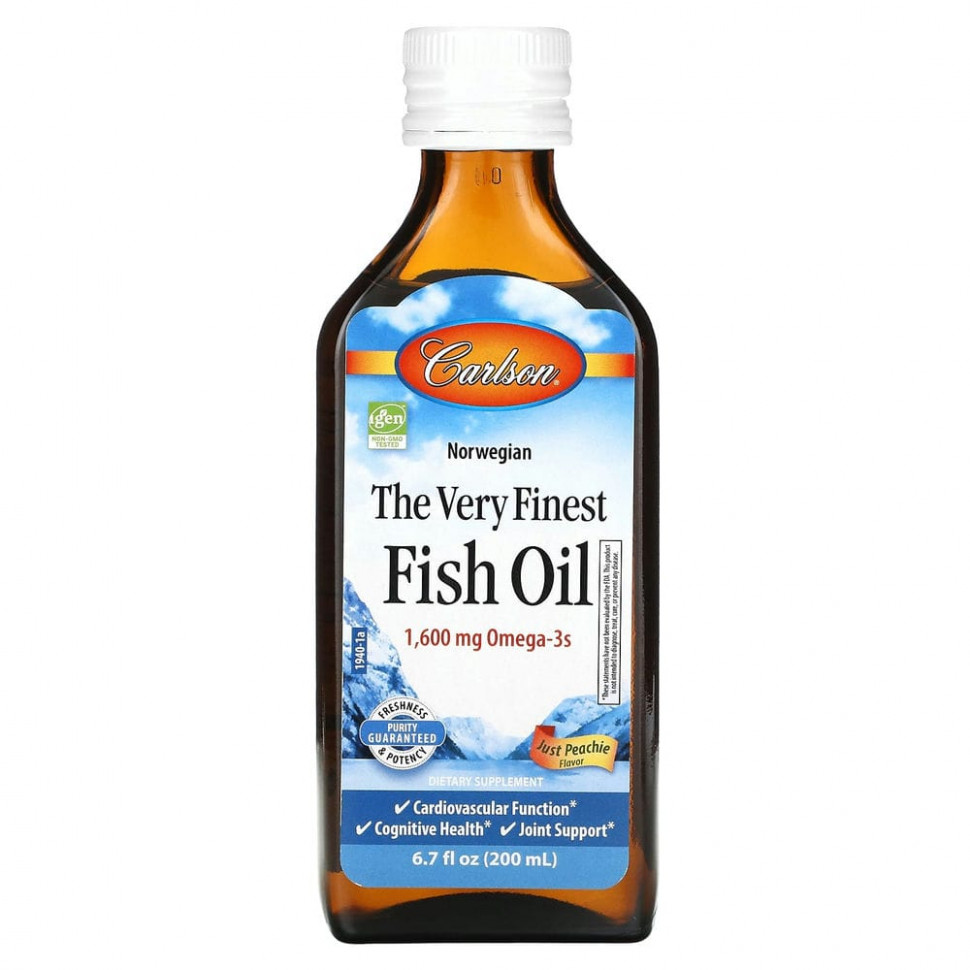  Carlson, The Very Finest Fish Oil, Just Peachie, 1,600 mg, 6.7 fl oz (200 ml)    -     , -, 