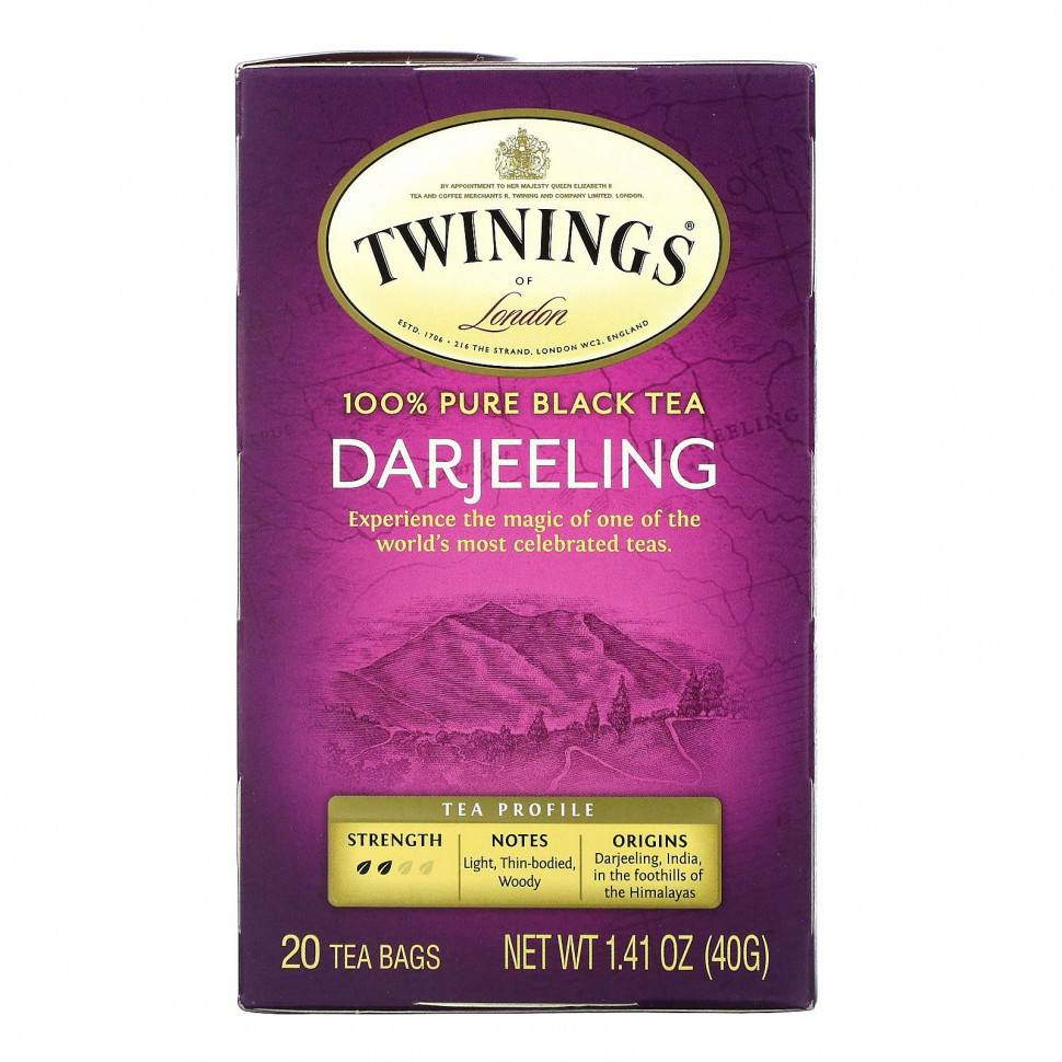  Twinings, 100% Pure Black Tea, Darjeeling , 20 Individual Tea Bags, 1.41 oz (40 g)    -     , -, 