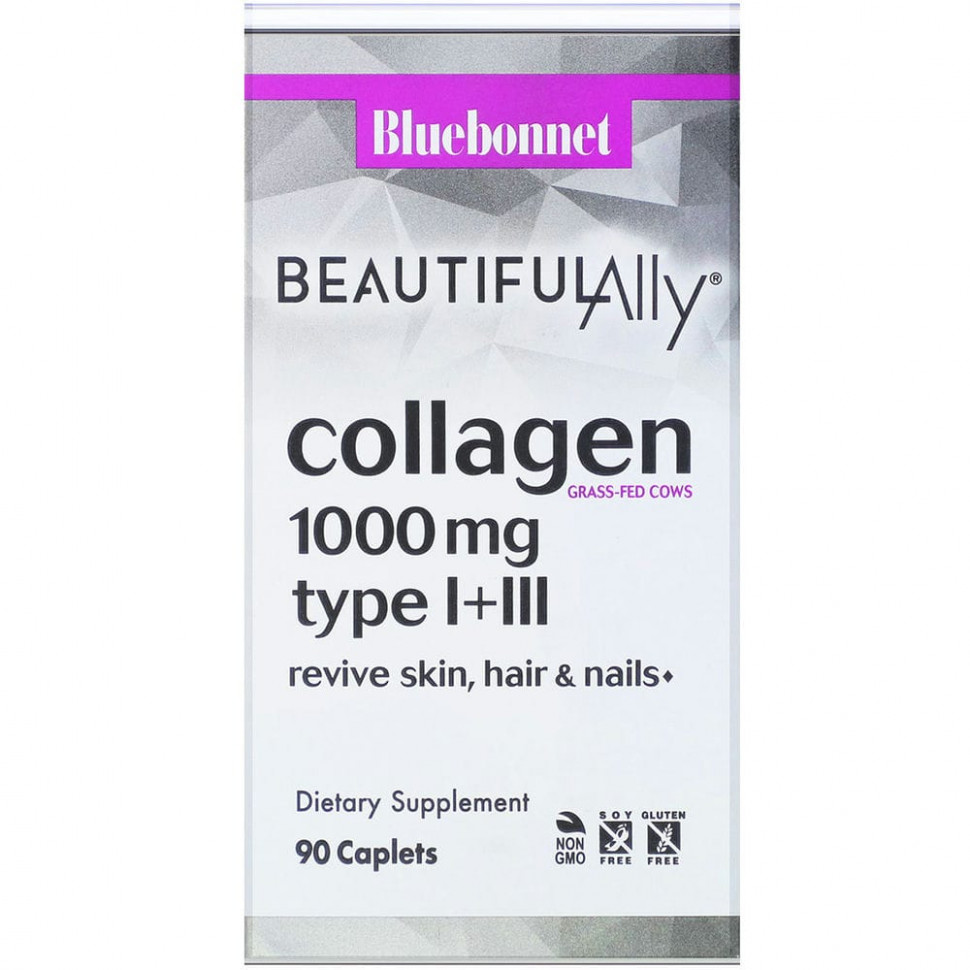   Bluebonnet Nutrition, Beautiful Ally, Collagen Type I+III, 1,000 mg, 90 Caplets  IHerb () 