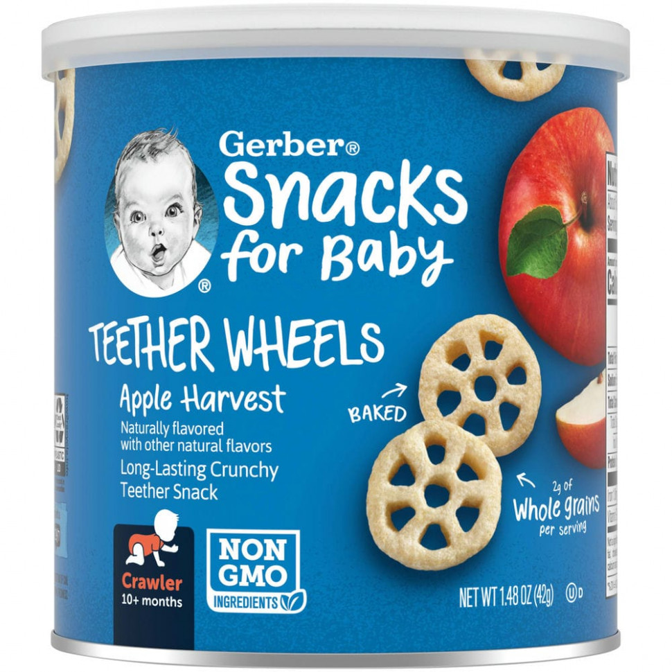 ������ ������ Gerber, Teether Wheels, ��� ������� �� 8 �������, � �������, 42 � (1,48 �����)  IHerb (������) ����