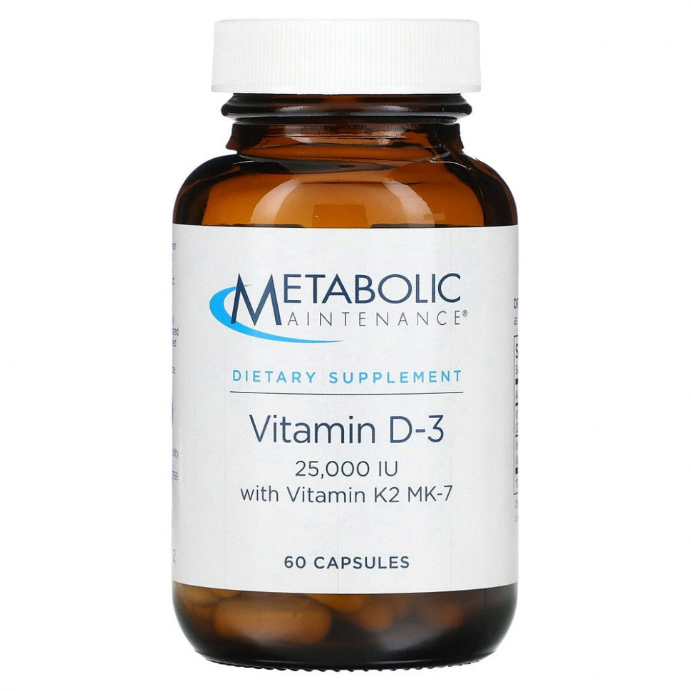  Metabolic Maintenance, Vitamin D-3 with Vitamin K2 MK-7, 25,000 IU, 60 Capsules    -     , -, 