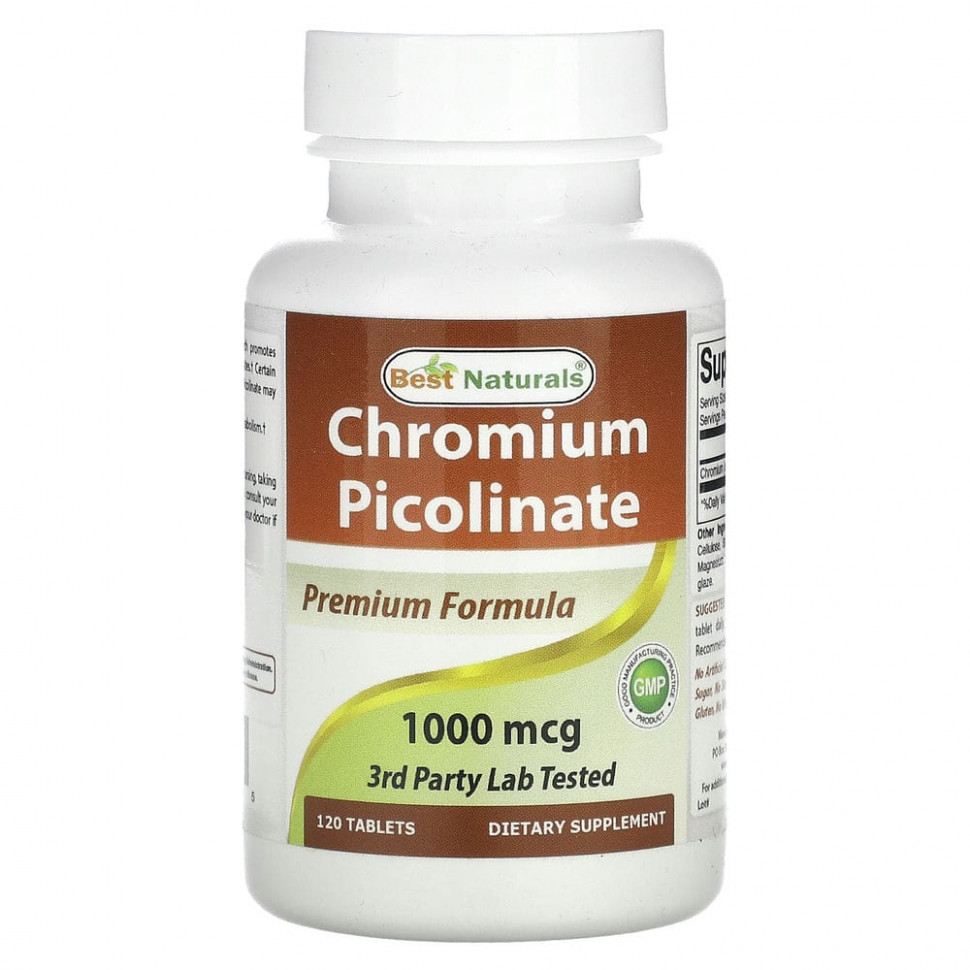  Best Naturals, Chromium Picolinate, 1000 mcg , 120 Tablets    -     , -, 