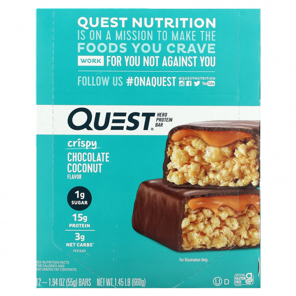  Quest Nutrition, Hero Protein Bar,    , 12 , 55  (1,94 )    -     , -, 