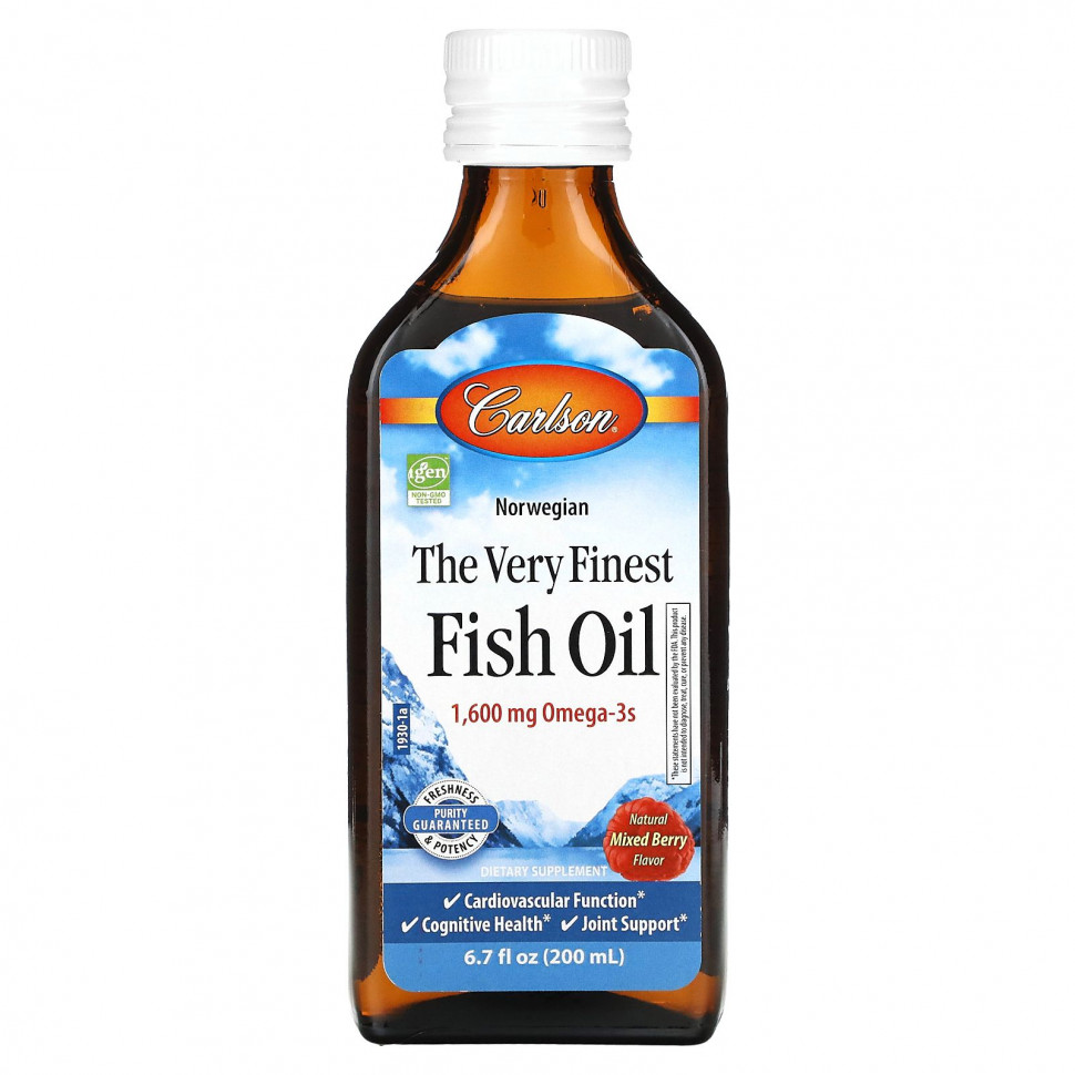  Carlson, Norwegian, The Very Finest Fish Oil, Natural Mixed Berry, 1,600 mg, 6.7 fl oz (200 ml)    -     , -, 