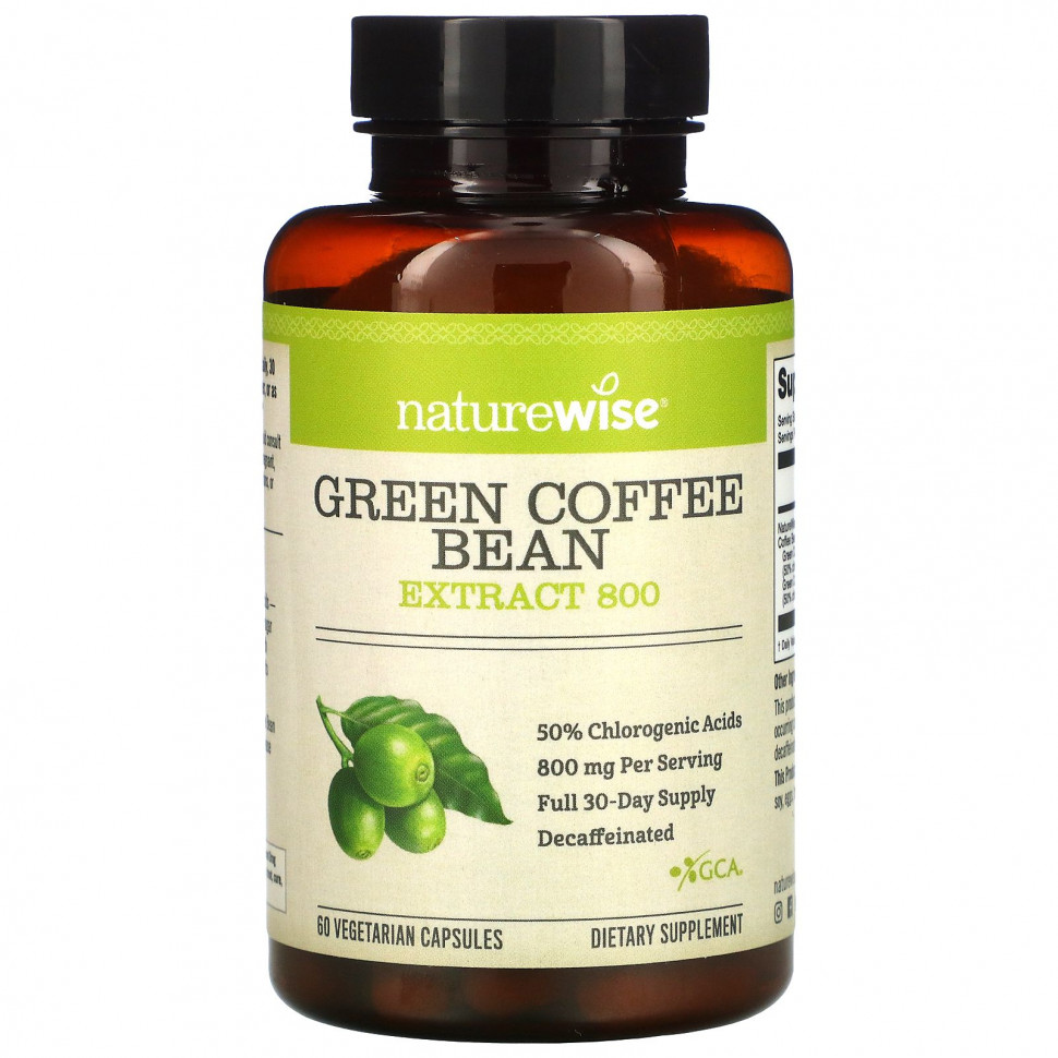  NatureWise, Green Coffee Bean Extract 800, 60 Veggie Caps    -     , -, 