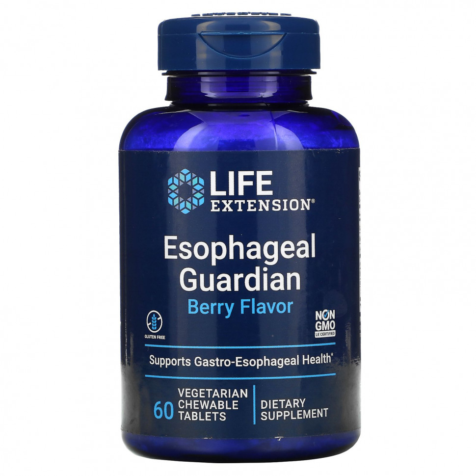  Life Extension, Esophageal Guardian, Berry Flavor, 60 Vegetarian Chewable Tablets    -     , -, 