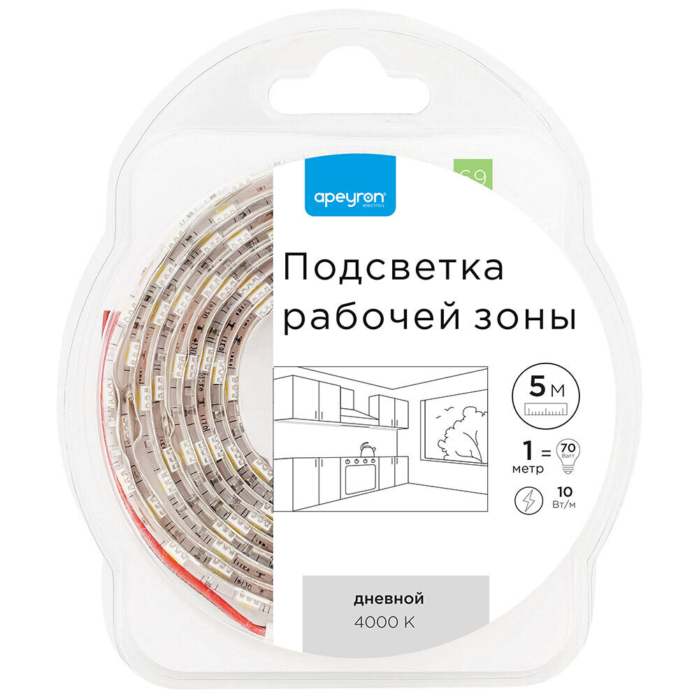 ������ ������ ����� ������������ SMD 5050 4000� 12 � 10 ��/� 5 � IP20 Apeyron (69��)   ����