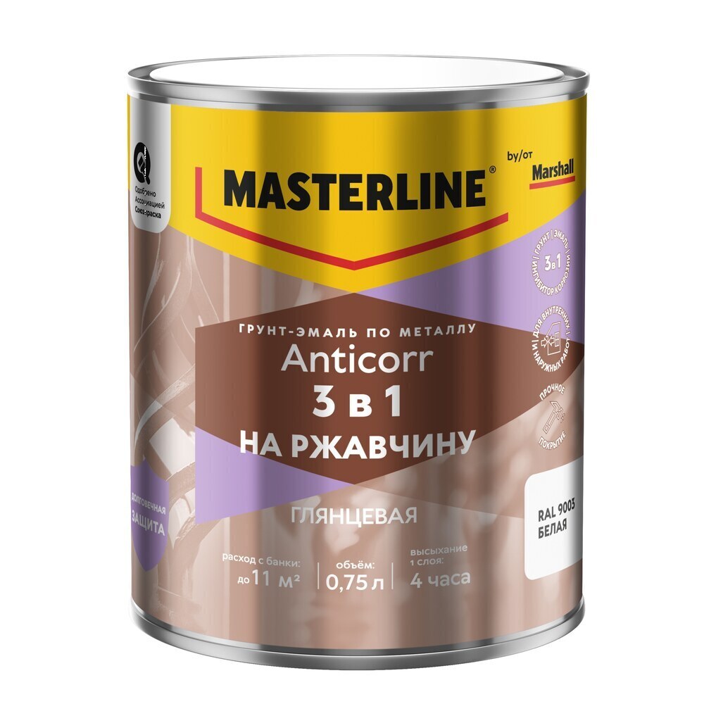 ������ ������ �����-����� �� �������� 3�1 Masterline Anticorr ����� RAL 9003 ��������� 0,75 �   ����