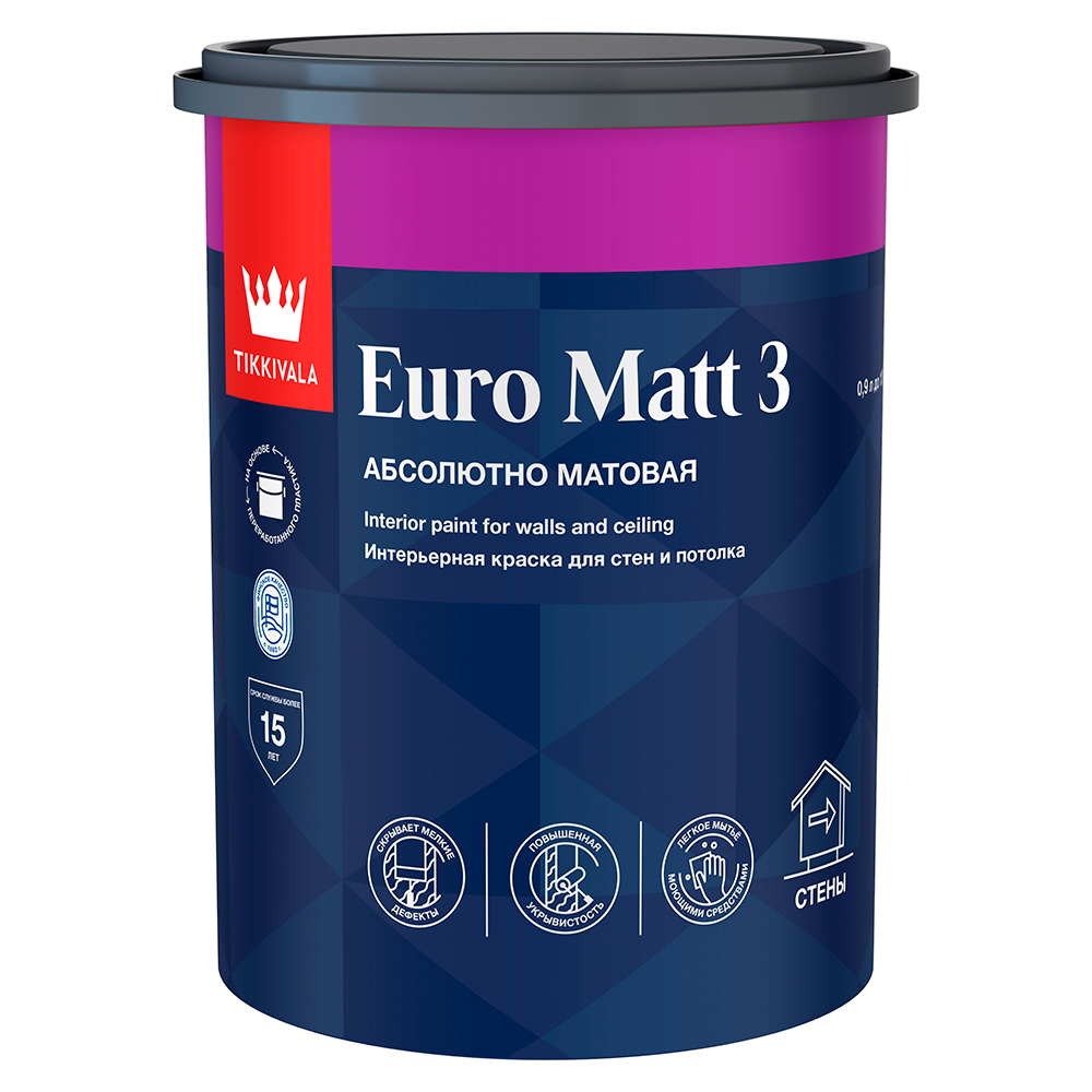 ������ ������ ������ ����������� Tikkurila/Tikkivala Euro Matt 3 ���� � ���������� 0,9 �   ����
