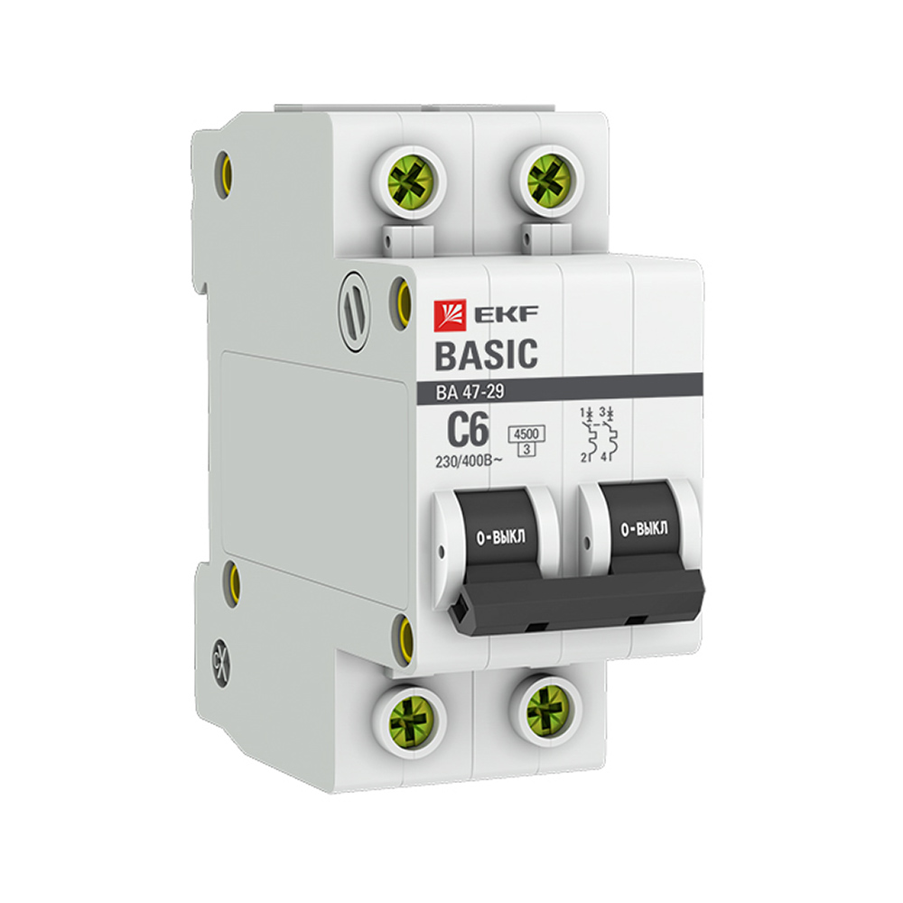 ������ ������ �������������� ����������� ��������� EKF Basic �� 47-29 2P 6� ��� C 4,5 �� 230 � (mcb4729-2-06C)   ����