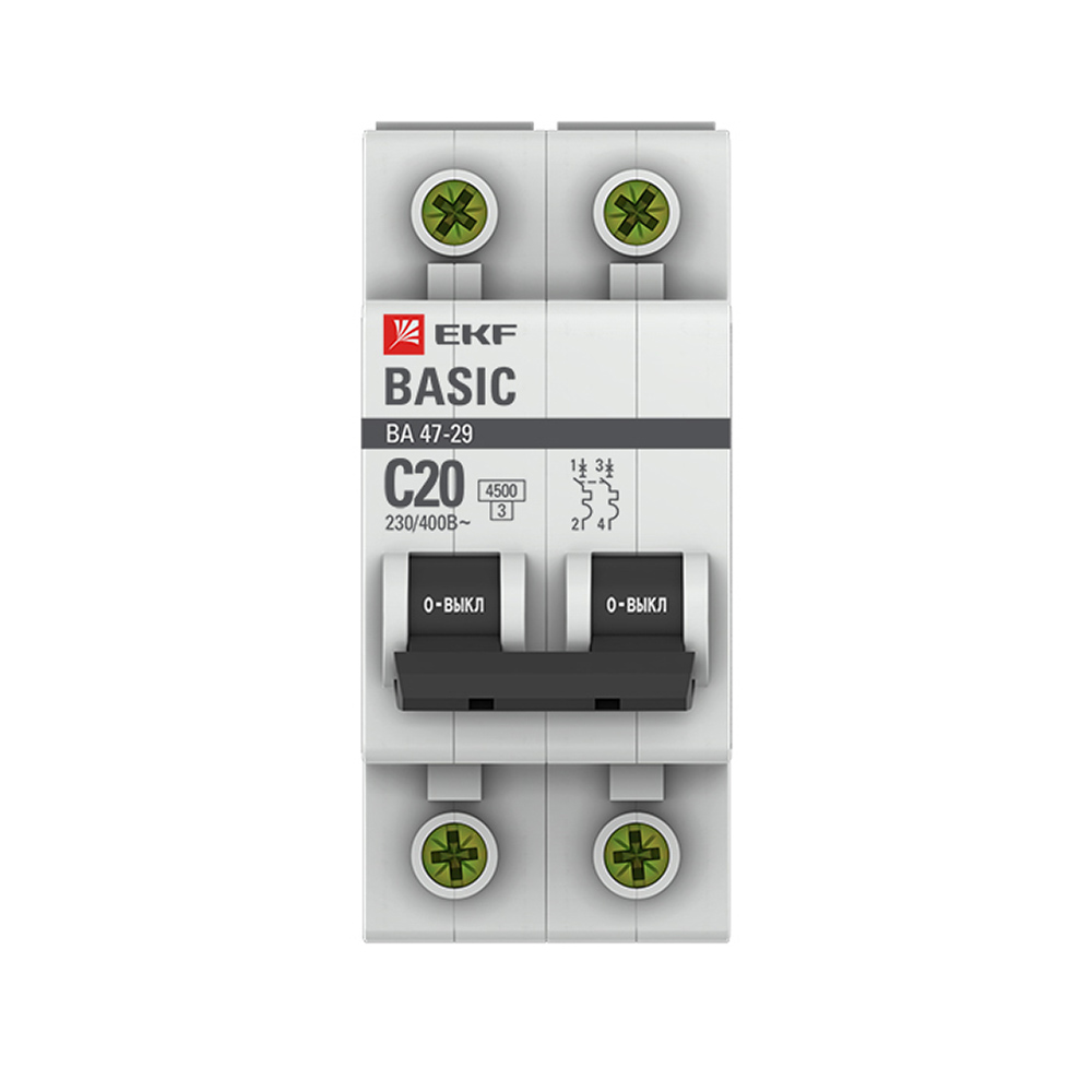 ������ ������ �������������� ����������� ��������� EKF Basic �� 47-29 2P 20� ��� C 4,5 �� 230 � (mcb4729-2-20C)   ����