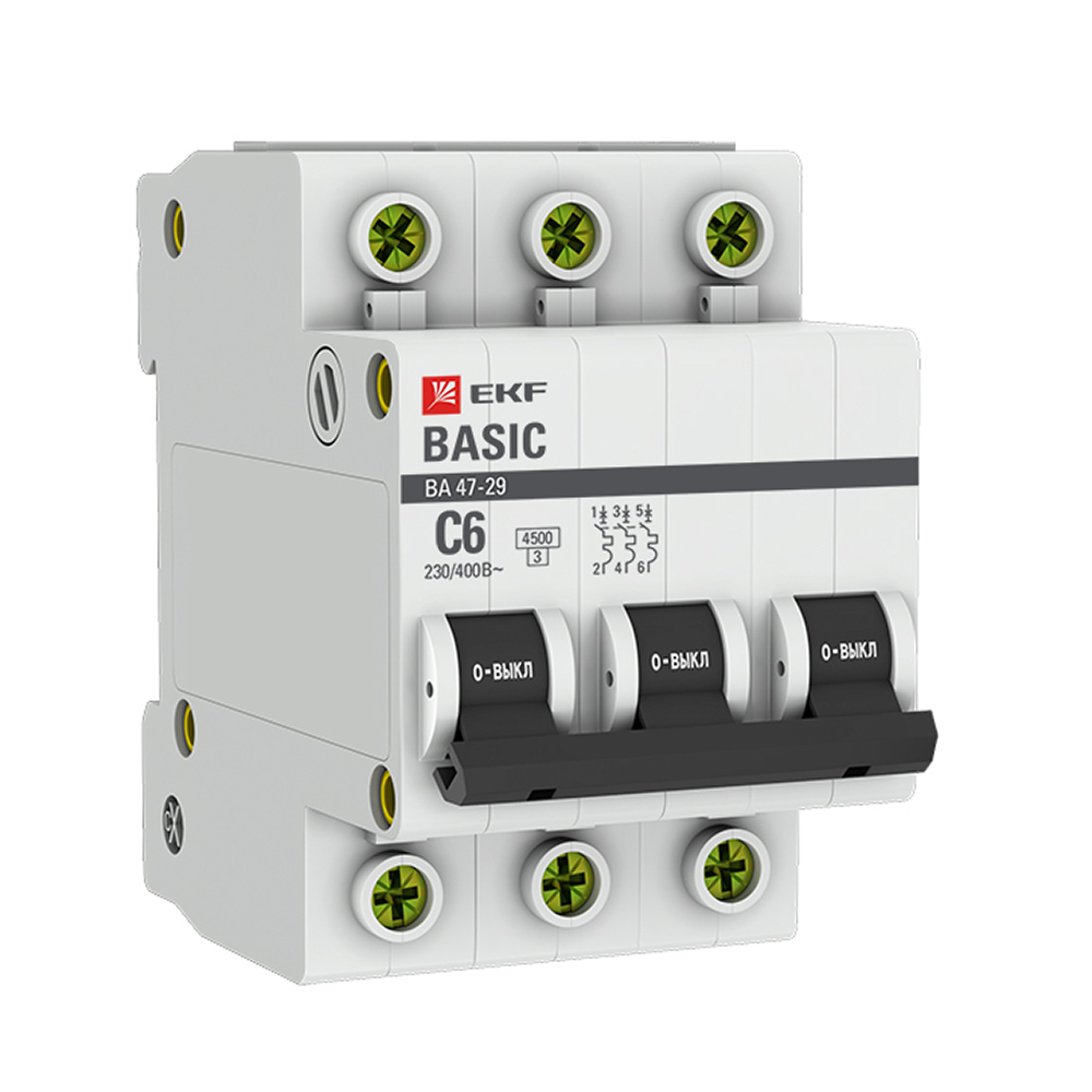 ������ ������ �������������� ����������� ��������� EKF Basic �� 47-29 3P 6� ��� C 4,5 �� 400 � (mcb4729-3-06C)   ����