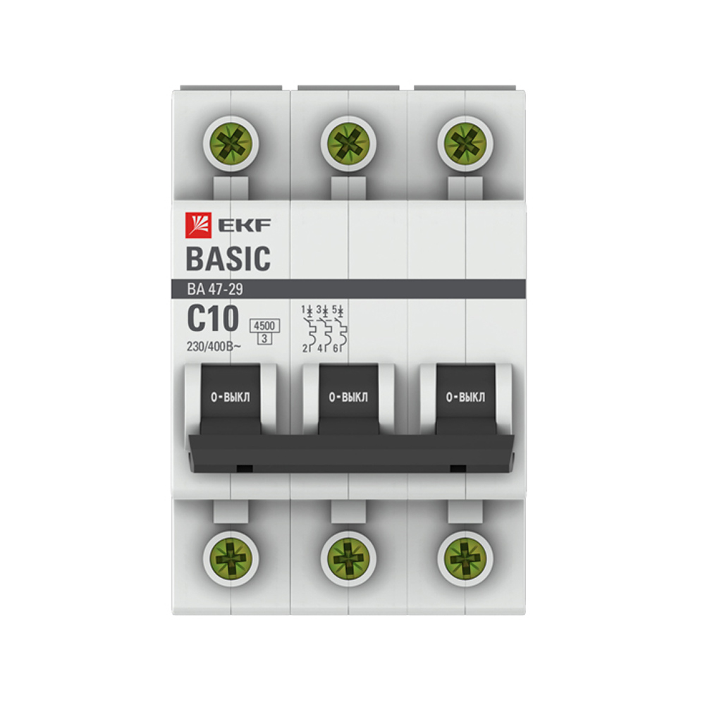 ������ ������ �������������� ����������� ��������� EKF Basic �� 47-29 3P 10� ��� C 4,5 �� 400 � (mcb4729-3-10C)   ����