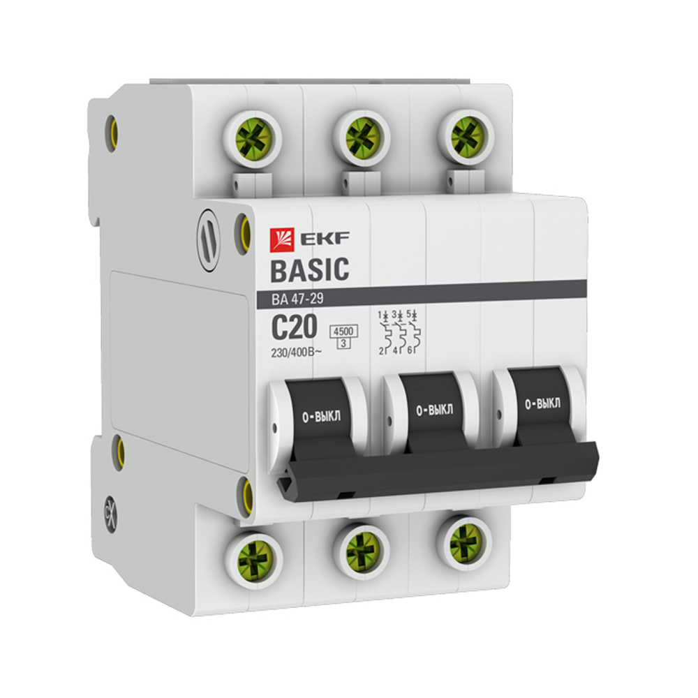 ������ ������ �������������� ����������� ��������� EKF Basic �� 47-29 3P 20� ��� C 4,5 �� 400 � (mcb4729-3-20C)   ����