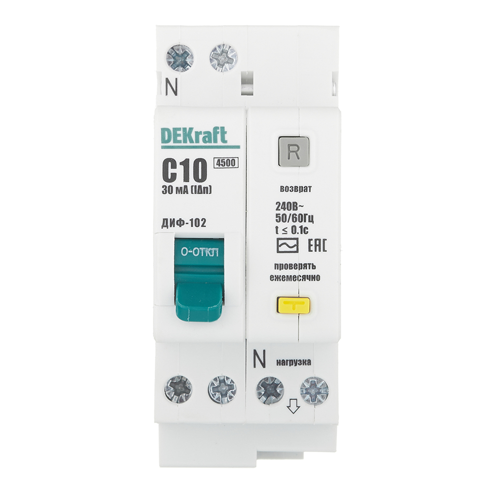 ������ ������ ������� ���������������� Dekraft ���-102 10� 1P+N ��� AC 30 �� 4,5 �� ���������� (16002DEK)   ����