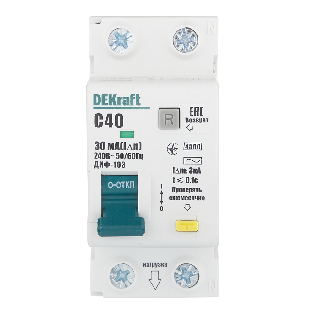 ������ ������ ������� ���������������� Dekraft ���-103 40� 1P+N ��� AC 30 �� 4,5 �� ���������� (16056DEK)   ����