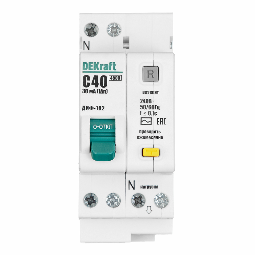 ������ ������ ������� ���������������� Dekraft ���-102 40� 1P+N ��� AC 30 �� 4,5 �� (16007DEK)   ����