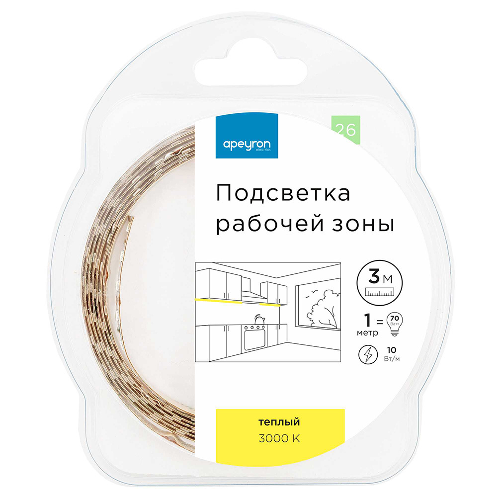 ������ ������ ����� ������������ SMD 5050 3000� 12 � 10 ��/� 3 � IP20 Apeyron (26���)   ����