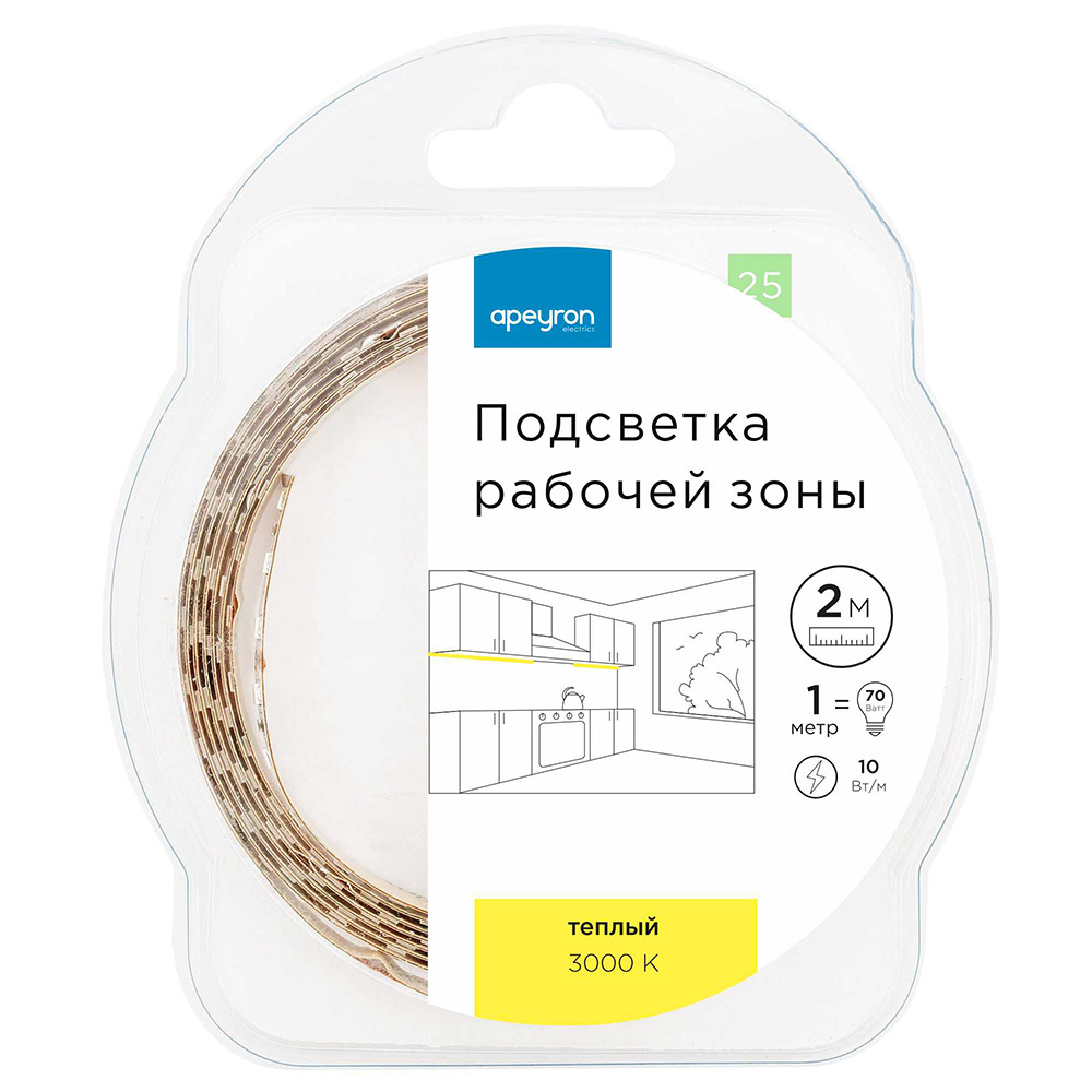 ������ ������ ����� ������������ SMD 5050 3000� 12 � 10 ��/� 2 � IP20 Apeyron (25���)   ����