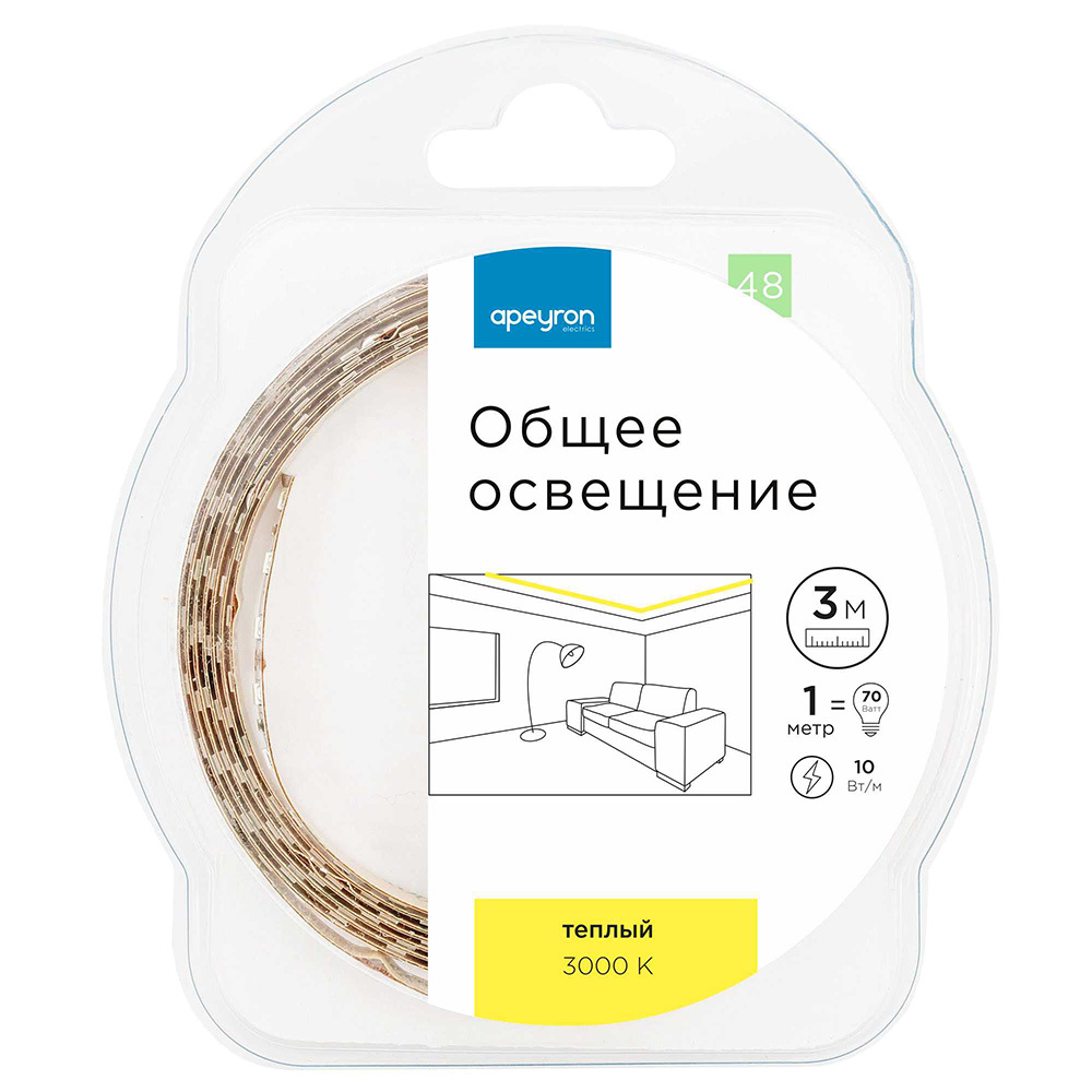 ������ ������ ����� ������������ SMD 5050 3000� 12 � 12 ��/� 3 � IP20 Apeyron (48��)   ����