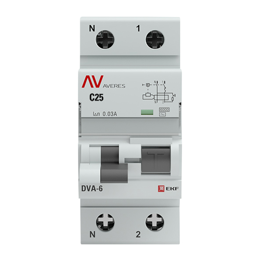 ������ ������ ������� ���������������� EKF Averes DVA-6 25� 1P+N ��� AC 30 �� 6 �� (rcbo6-1pn-25C-30-ac-av)   ����