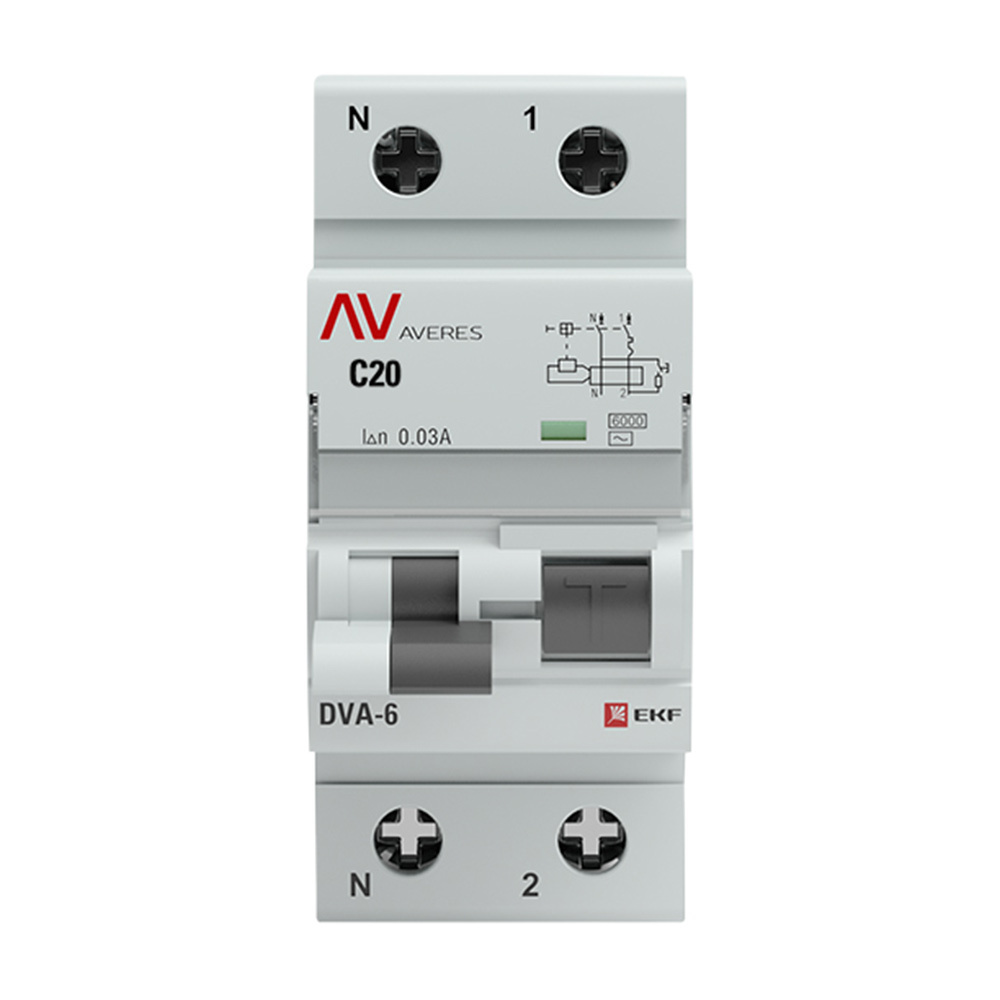 ������ ������ ������� ���������������� EKF Averes DVA-6 20� 1P+N ��� AC 30 �� 6 �� (rcbo6-1pn-20C-30-ac-av)   ����