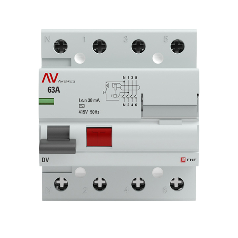 ������ ������ ��� EKF Averes DV 63� 3P+N ��� AC 30 �� 10 �� (rccb-4-63-30-ac-av)   ����